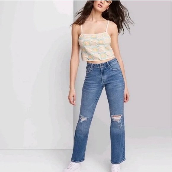 Women's Low-Rise Distressed Bootcut Jeans - Wild Fable™ Dark Wash - Picture 2 of 5